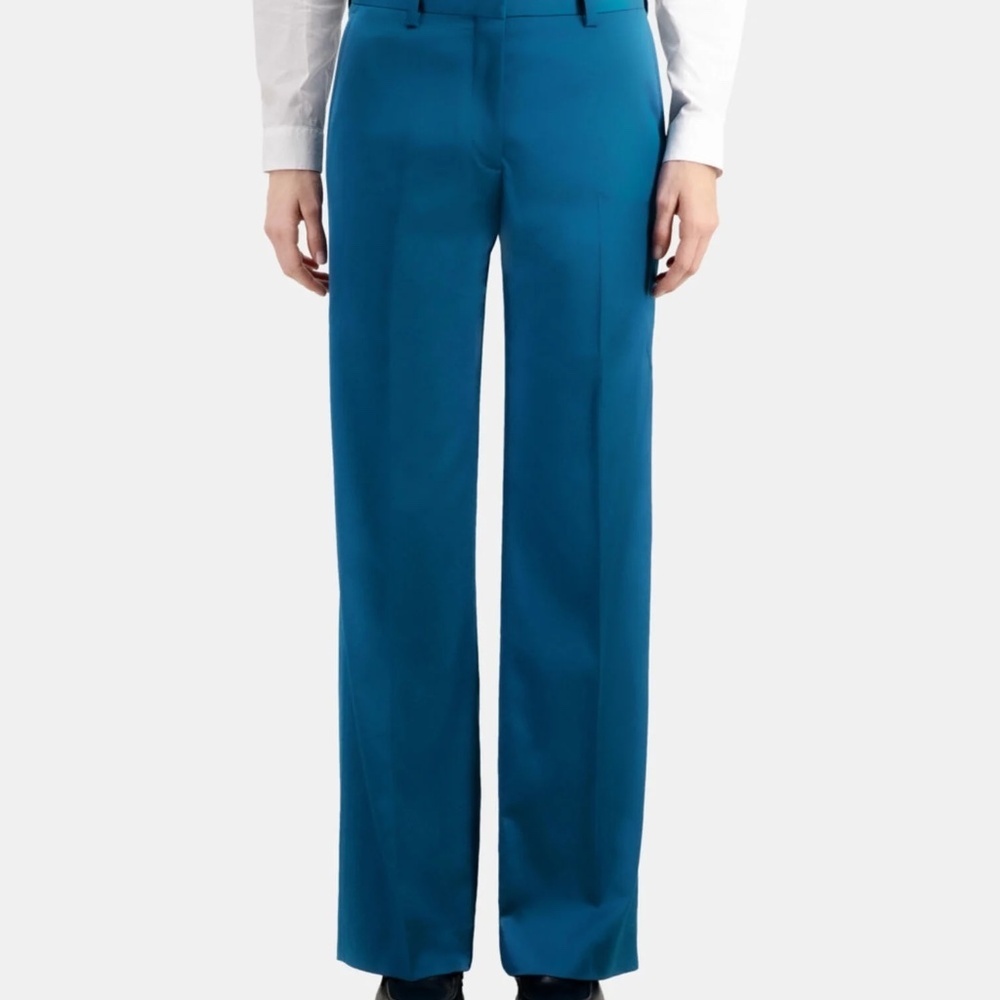 NWT | The Kooples | Teal Satin Suit Trousers - Picture 2 of 8